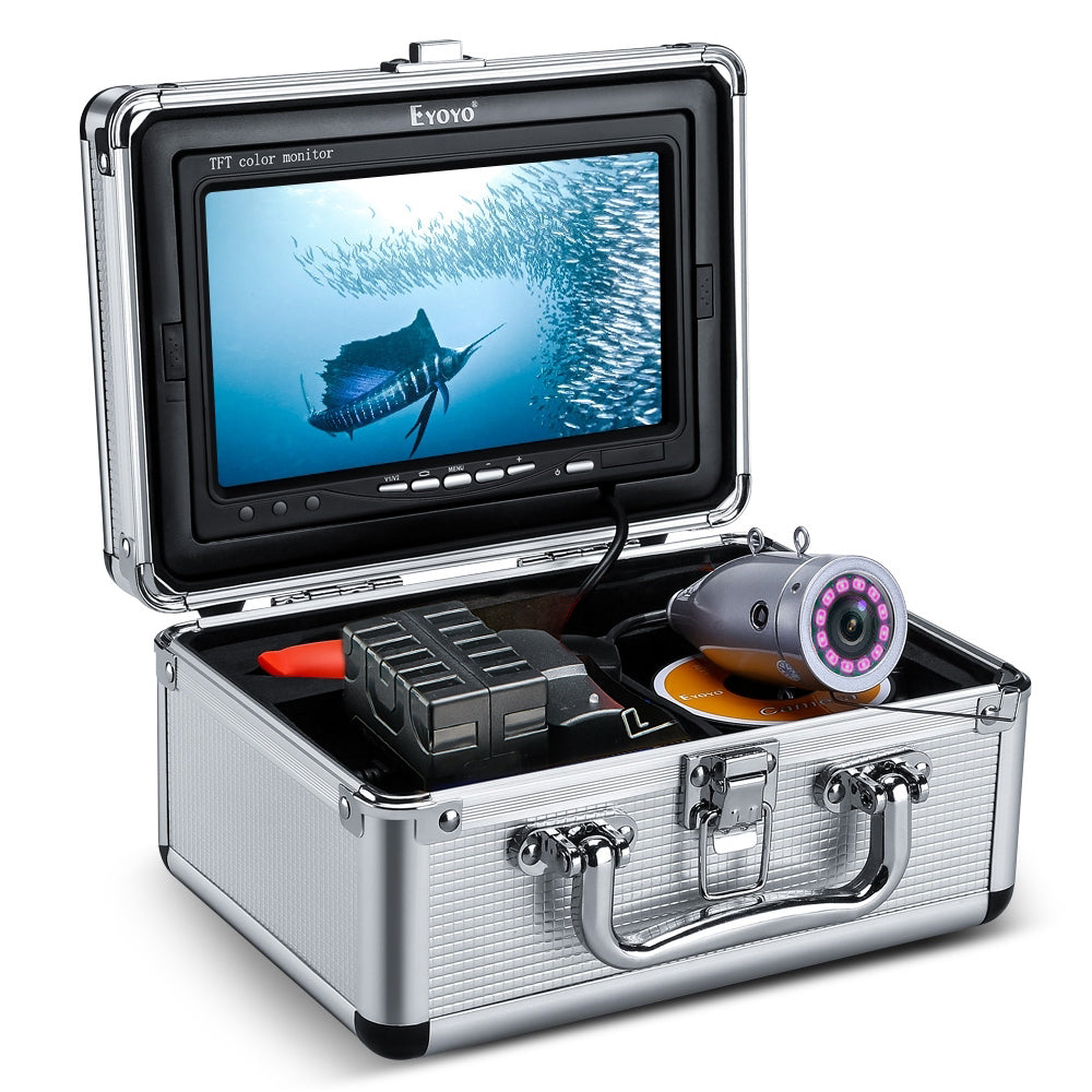 Eyoyo Underwater Fishing Camera & Tripod Panner Positioner, 7 inch Color Screen 1000TVL Waterproof IR Camera for Lake Boat Sea Ice Fishing (7" 15m)