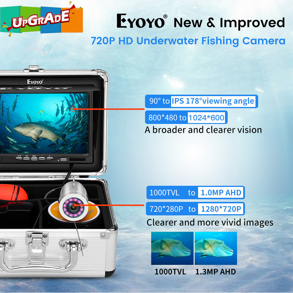 Eyoyo Underwater Fishing Camera 1024x600 Screen Upgraded 720P 12 IR Lights