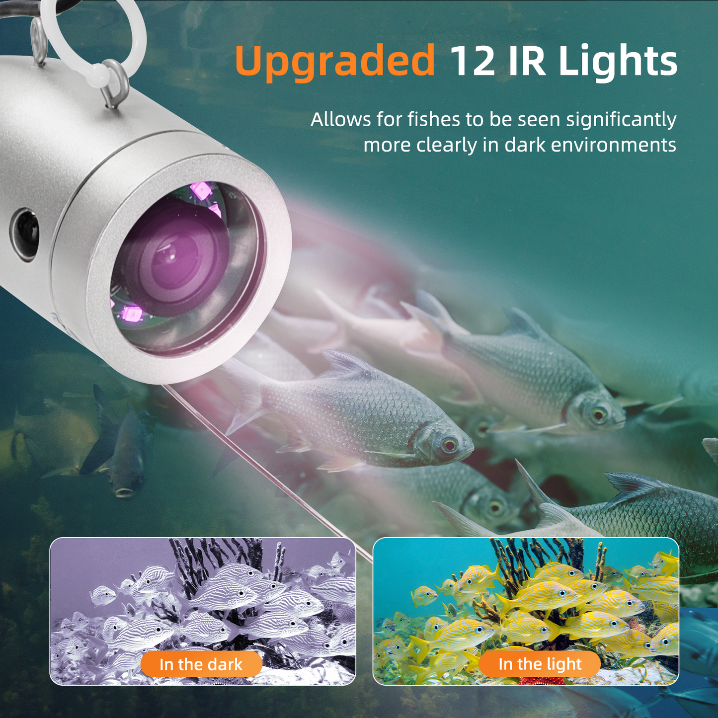 Eyoyo Portable Underwater Fishing Camera 1000TVL Waterproof 12pcs Infrared Lights