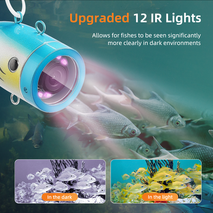 Eyoyo 7 inch LCD Underwater Fishing Camera Waterproof 1000TVL 12pcs Infrared Lights