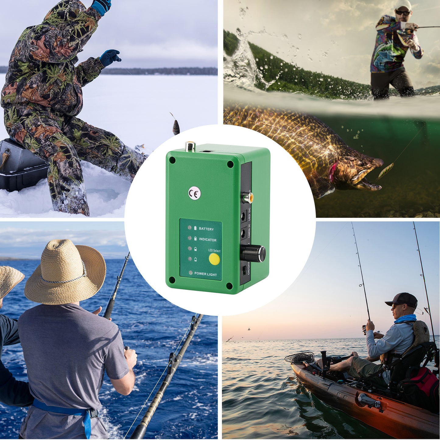 Underwater Fishing Camera Battery Control Box for White & IR Lights Switch
