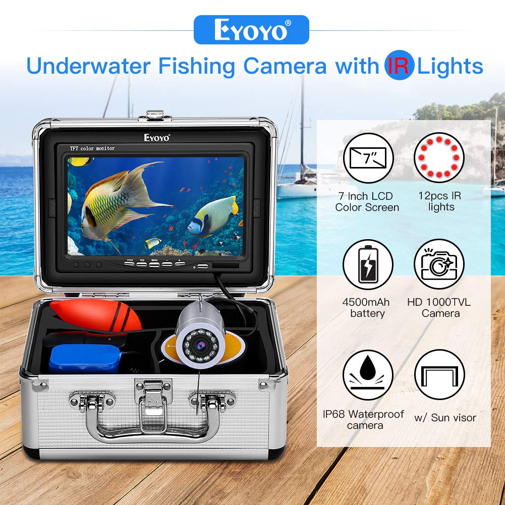 Eyoyo 7 inch Underwater Fishing Camera Waterproof 12 IR Lights