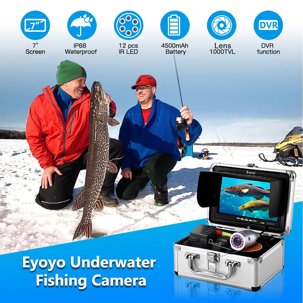 Eyoyo 7 inch Underwater Fishing Camera 1000TVL Waterprood IR Camera