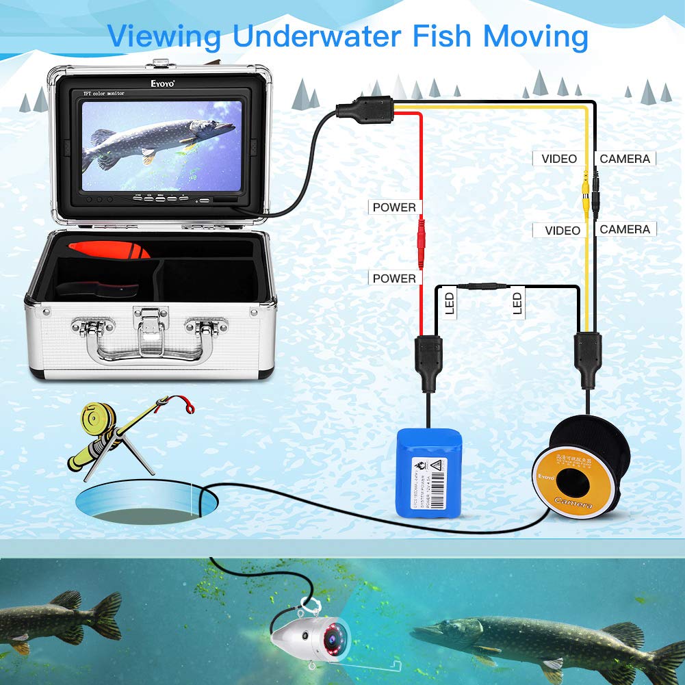 Eyoyo 7 inch Underwater Fishing Camera Waterproof 12 IR Lights