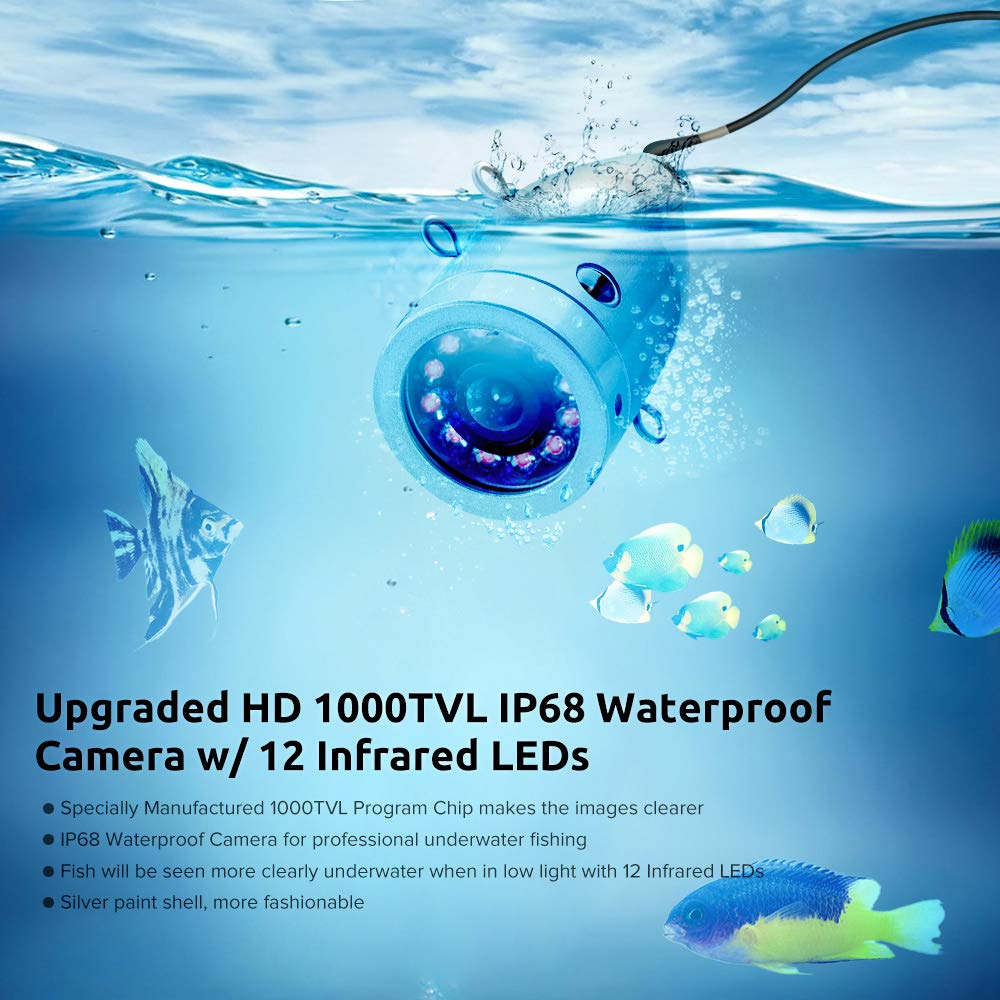 Eyoyo 7 inch Underwater Fishing Camera Waterproof 12 IR Lights