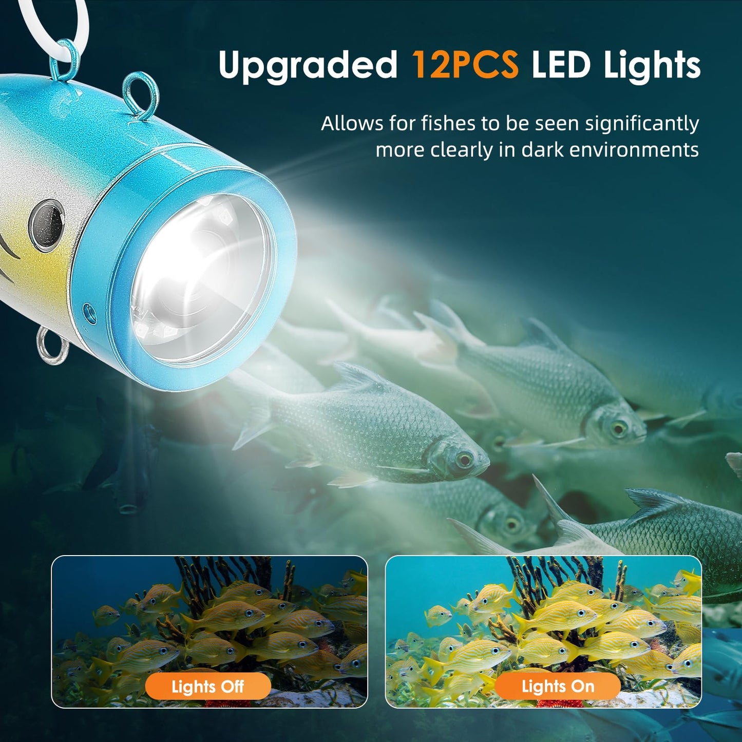 Eyoyo 7" Underwater Fishing Camera 1000TVL 12 White Lights