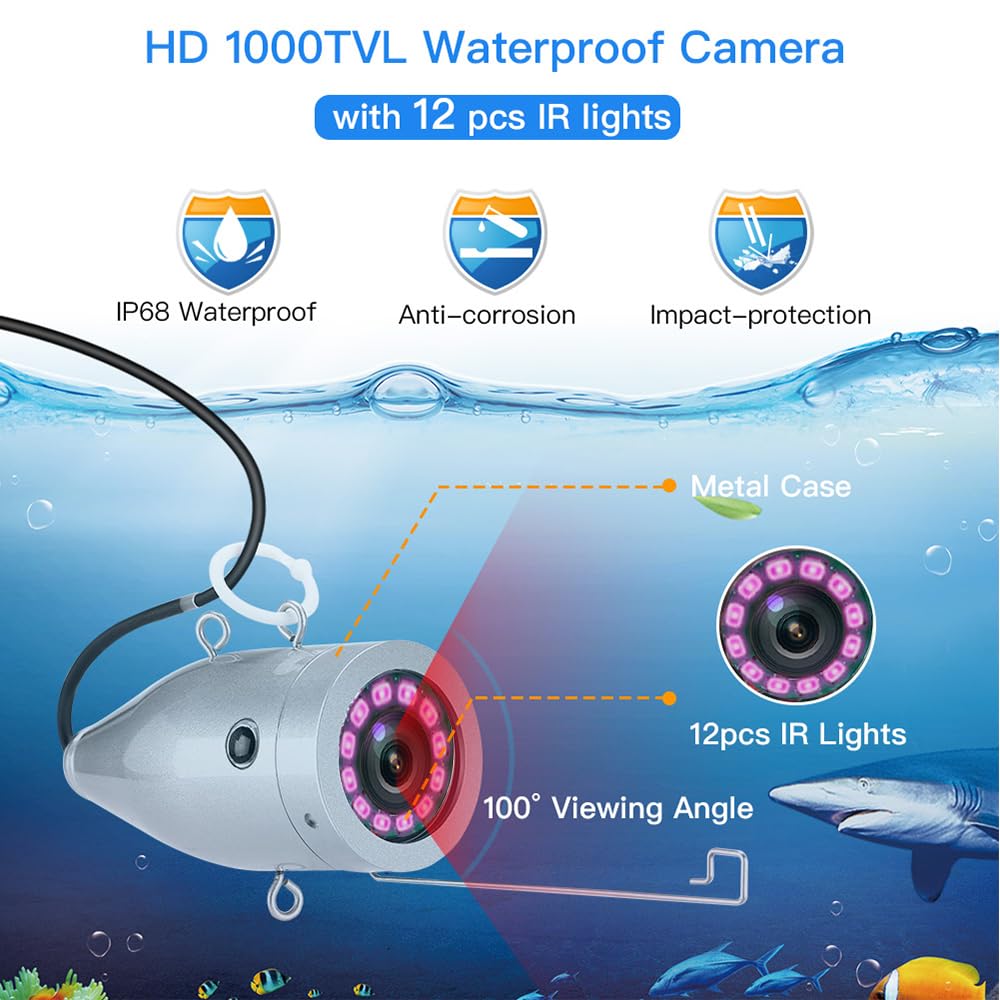 Eyoyo 7 inch Underwater Fishing Camera 1000TVL Waterprood IR Camera
