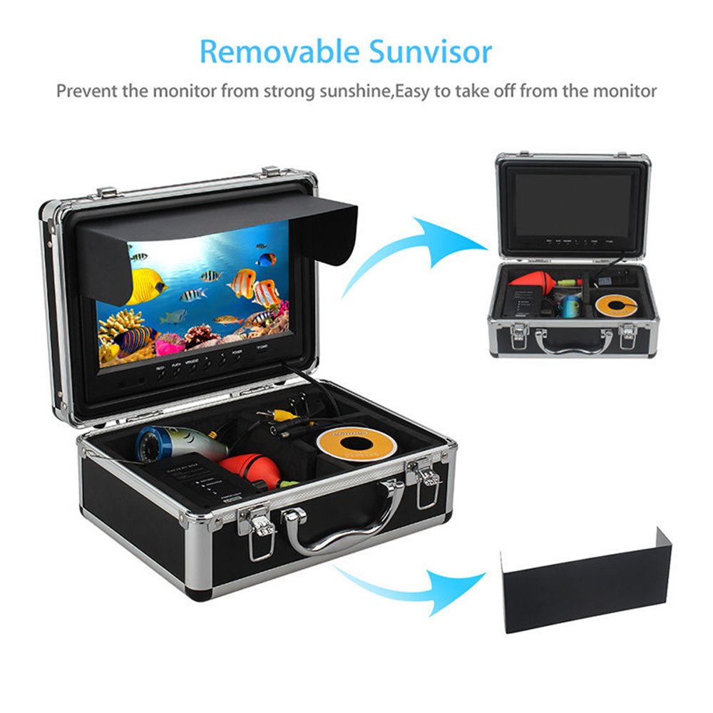 Eyoyo 9 inch Underwater Fishing Camera 1000TVL 12 Adjustable Infrared Lights 8GB TF Card (50M Cable)