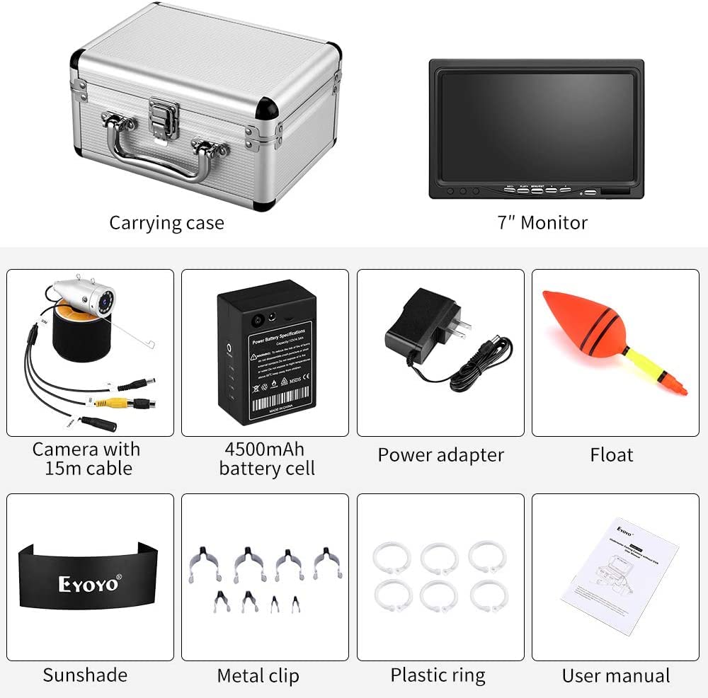 Eyoyo 7 inch Underwater Fishing Camera Waterproof 12 IR Lights