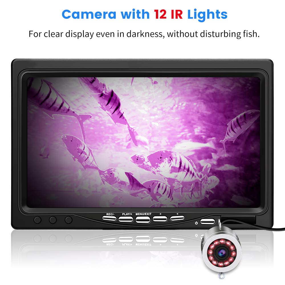 Eyoyo 7 inch Underwater Fishing Camera Waterproof 12 IR Lights