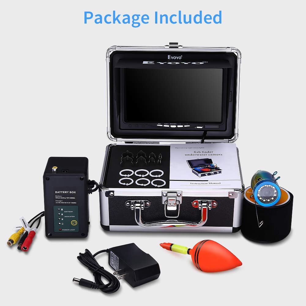 Eyoyo Underwater Fishing Camera 7 Inch LCD Monitor HD 1000 TVL Waterproof Adjustable Infrared & White Light