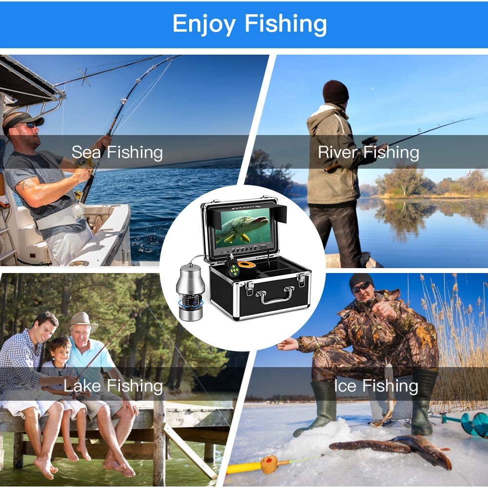 Eyoyo 9 inch Underwater Fishing Camera 360° Horizontal 1000TVL 18 Infrared IR Lights 30M Cable