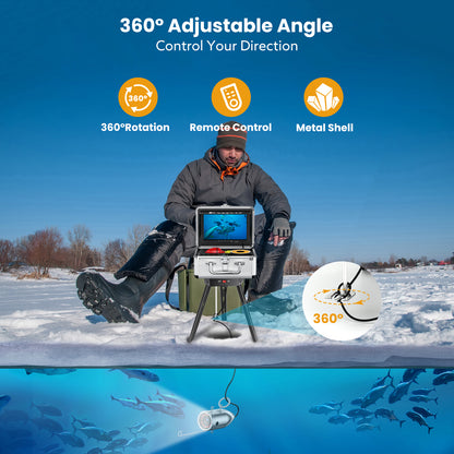 Eyoyo Underwater Fishing Camera & Tripod Panner Positioner, 7 inch Color Screen 1000TVL Waterproof IR Camera for Lake Boat Sea Ice Fishing (7" 15m)