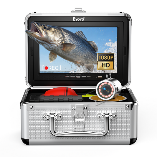 Eyoyo Underwater Fishing Camera 7 Inch 1080P DVR, 12 IR Lights, IP68 Waterproof, Low-Temperature Battery, Ideal for Ice, Lake, and Night Fishing
