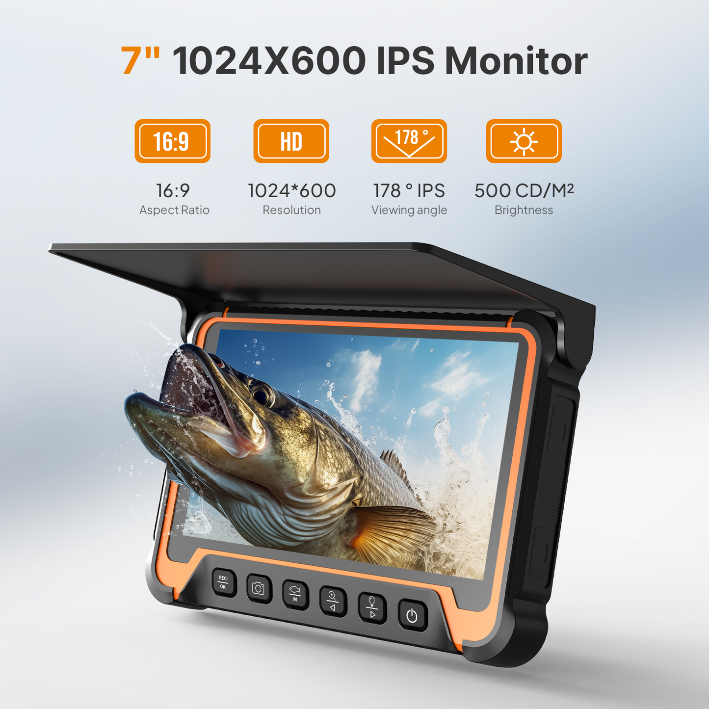 Eyoyo Underwater Fishing Camera 7": 1080P Portable Fish Finder w/DVR, Ice Fishing Camera w/ 8 IR Lights, 8H Battery, USB-C Charging, 15m/49ft Cable for Night & Lake Fishing