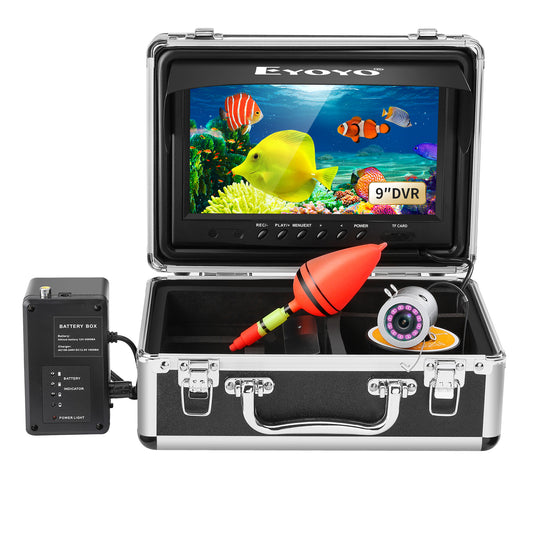 Eyoyo Underwater Fishing Camera Video Fish Finder DVR Function 9 inch Large Color Screen 360° Horizontal Panning Camera 1000TVL w/ 18 Infrared IR