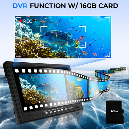 10.1 Inch 720P Underwater Fishing Camera, Ice Fishing Camera DVR Recording, White & IR Lights