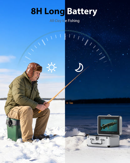 Eyoyo Underwater Fishing Camera 7-inch: 1000TVL Waterproof Underwater Fish Camera 12pcs Infrared Lights Fish Finder for Lake, Boat, Ice Fishing