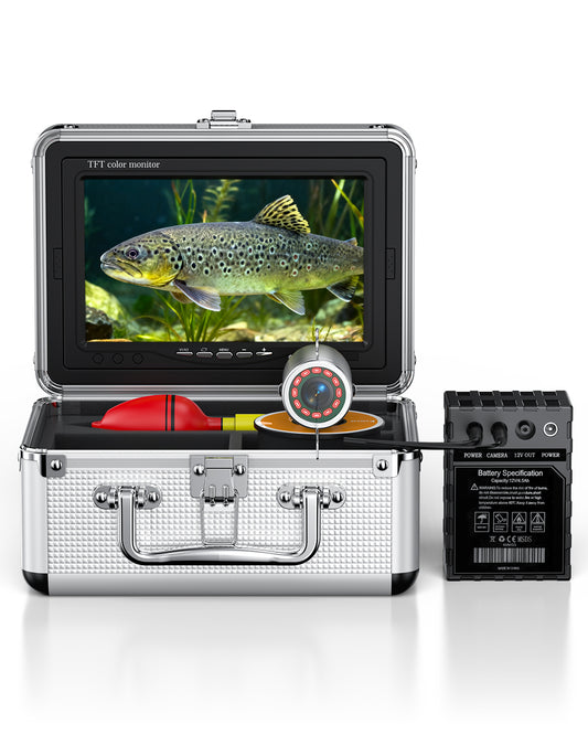 Eyoyo Underwater Fishing Camera 7-inch: 1000TVL Waterproof Underwater Fish Camera 12pcs Infrared Lights Fish Finder for Lake, Boat, Ice Fishing