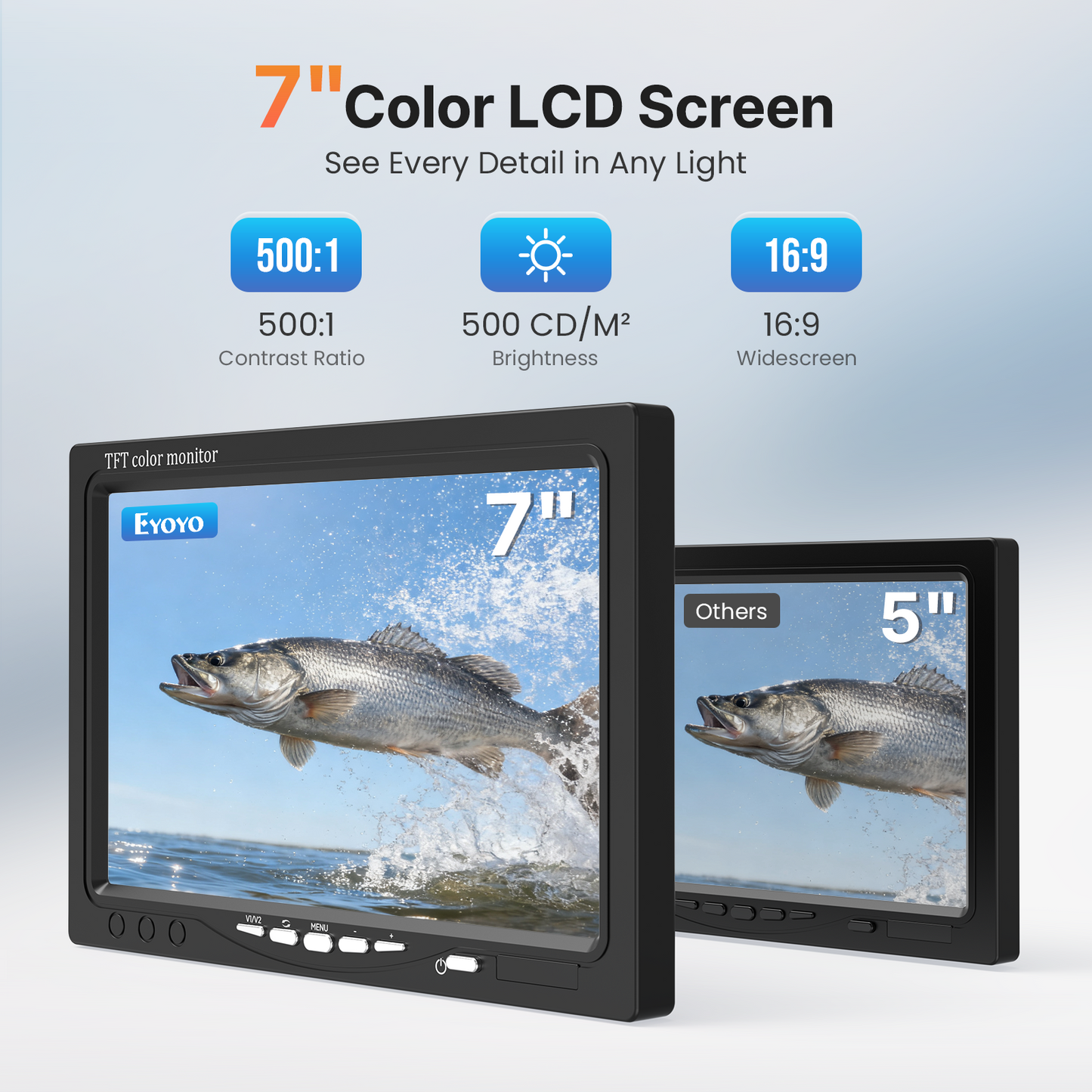 Eyoyo Underwater Fishing Camera 7 Inch: Ice Fishing Camera with 2 Batteries, Portable Fish Finder Waterproof 1000TVL Fishing Camera 12pcs Infrared Lights 15m Cable for Lake, Boat, Ice Fishing