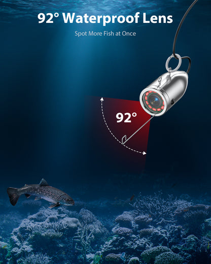 Eyoyo Underwater Fishing Camera 7-inch: 1000TVL Waterproof Underwater Fish Camera 12pcs Infrared Lights Fish Finder for Lake, Boat, Ice Fishing