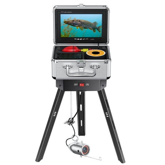 Eyoyo Underwater Fishing Camera & Tripod Panner Positioner, 7 inch Color Screen 1000TVL Waterproof IR Camera for Lake Boat Sea Ice Fishing (7" 15m)