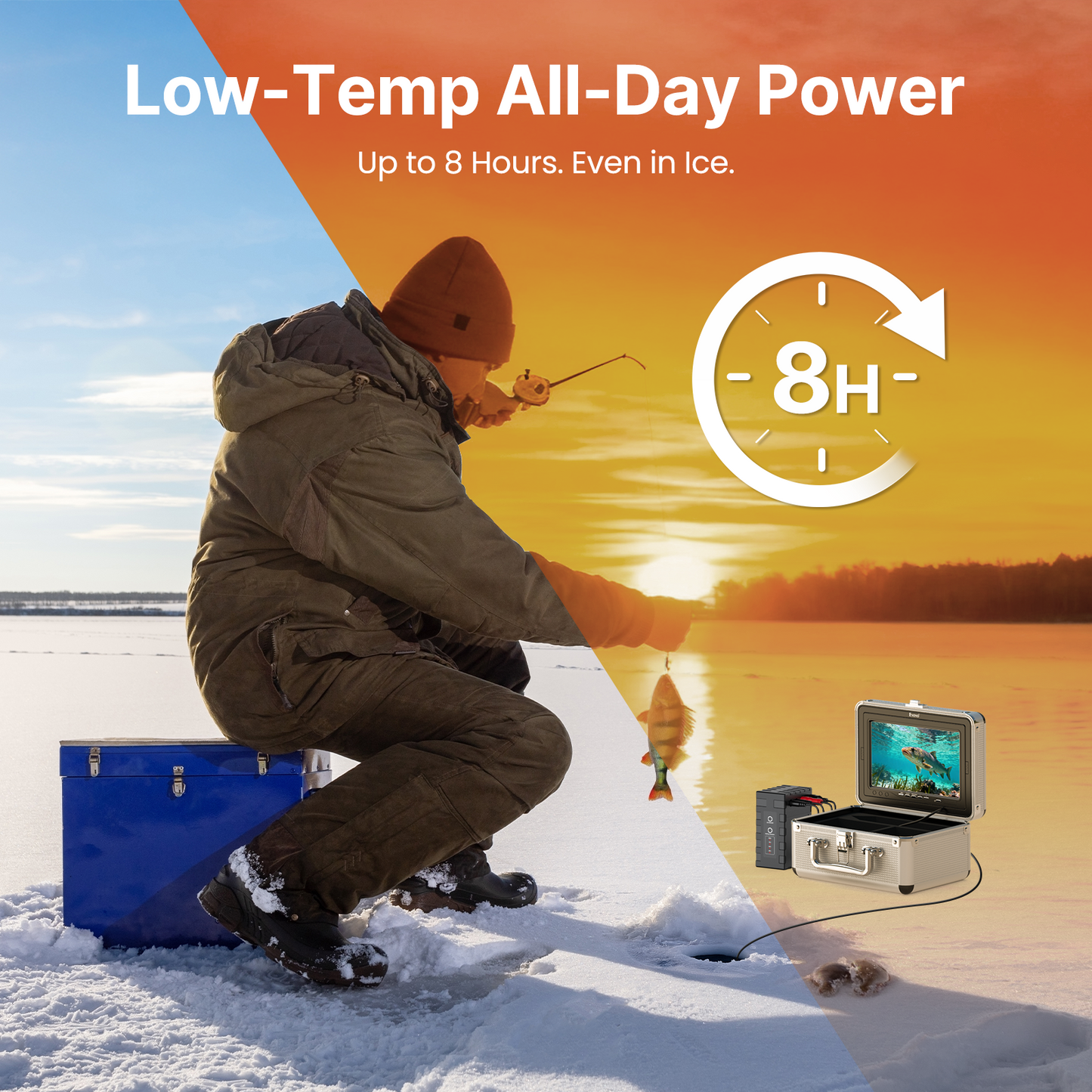 Eyoyo Underwater Fishing Camera 7 Inch 1080P DVR, 12 IR Lights, IP68 Waterproof, Low-Temperature Battery, Ideal for Ice, Lake, and Night Fishing