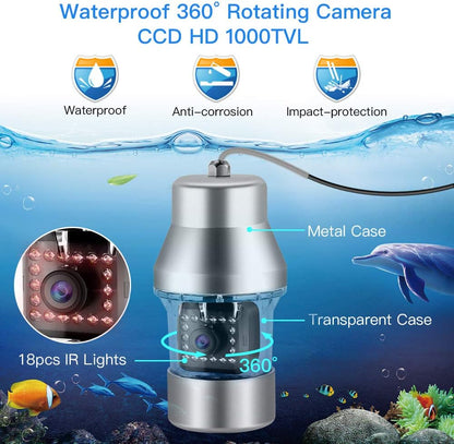Eyoyo 360° Fishing Camera 1000TVL 18 IR Lights Underwater Fishing Camera