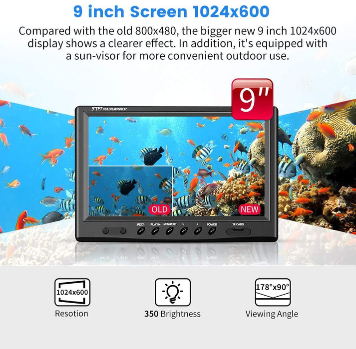 9 Inch Monitor W/ DVR Function for 720P Eyoyo Underwater Fishing Camera