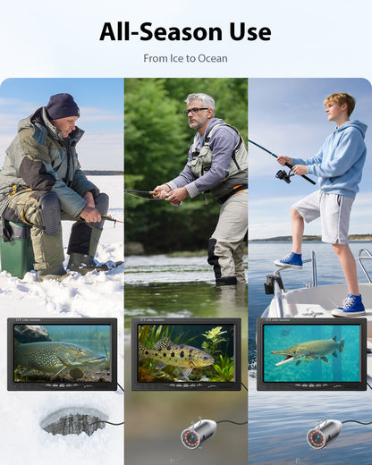 Eyoyo Underwater Fishing Camera 7-inch: 1000TVL Waterproof Underwater Fish Camera 12pcs Infrared Lights Fish Finder for Lake, Boat, Ice Fishing