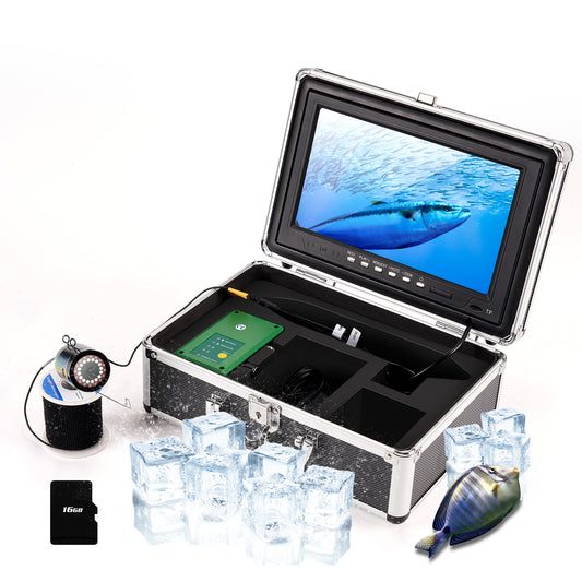 10.1 Inch 720P Underwater Fishing Camera, Ice Fishing Camera DVR Recording, White & IR Lights