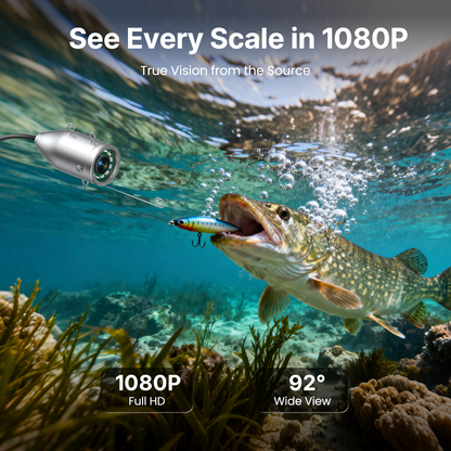 Eyoyo Underwater Fishing Camera 7 Inch 1080P DVR, 12 IR Lights, IP68 Waterproof, Low-Temperature Battery, Ideal for Ice, Lake, and Night Fishing