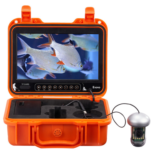 EYOYO E10 Underwater Ice Fishing Camera FHD 1080P Video Recording Camera DVR 10 Inches IPS Screen White and IR Lights
