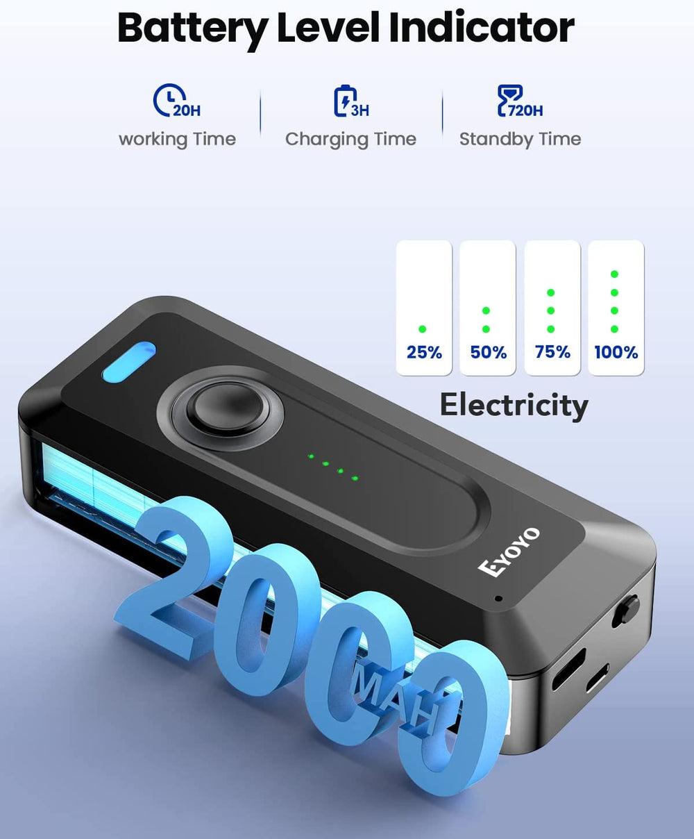 Eyoyo 2D Bluetooth Barcode Scanner Wireless with Clip... Eyoyo 2D Bluetooth Barcode Scanner Wireless with Clip...