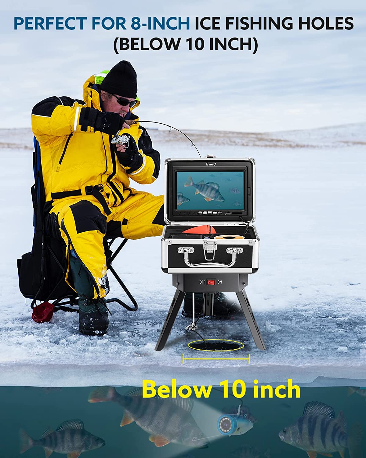 Eyoyo Underwater Fishing Camera 360° Degree Rotation Tripod Smaller Than 10 inch