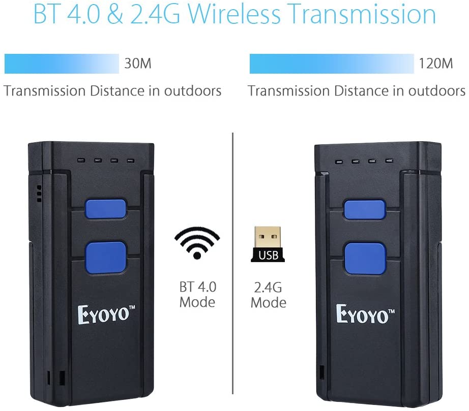 Portable Wired & 2.4G Wireless Bluetooth Barcode Scanner CCD Barcode Reader