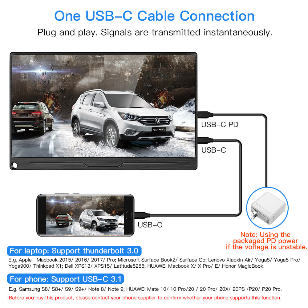 Eyoyo Portable Computer Monitor 4K Gaming Monitor 13.3" 3840x2160 UHD IPS Display USB-C Monitor