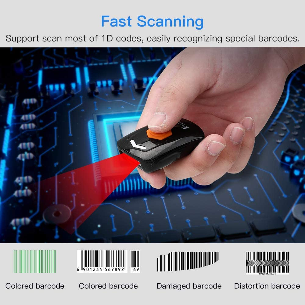 Eyoyo 1D Laser Bluetooth Barcode Scanner EY-021L,Mini 2.4G Wireless & Bluetooth & USB Wired 3-in-1 Barcode Reader