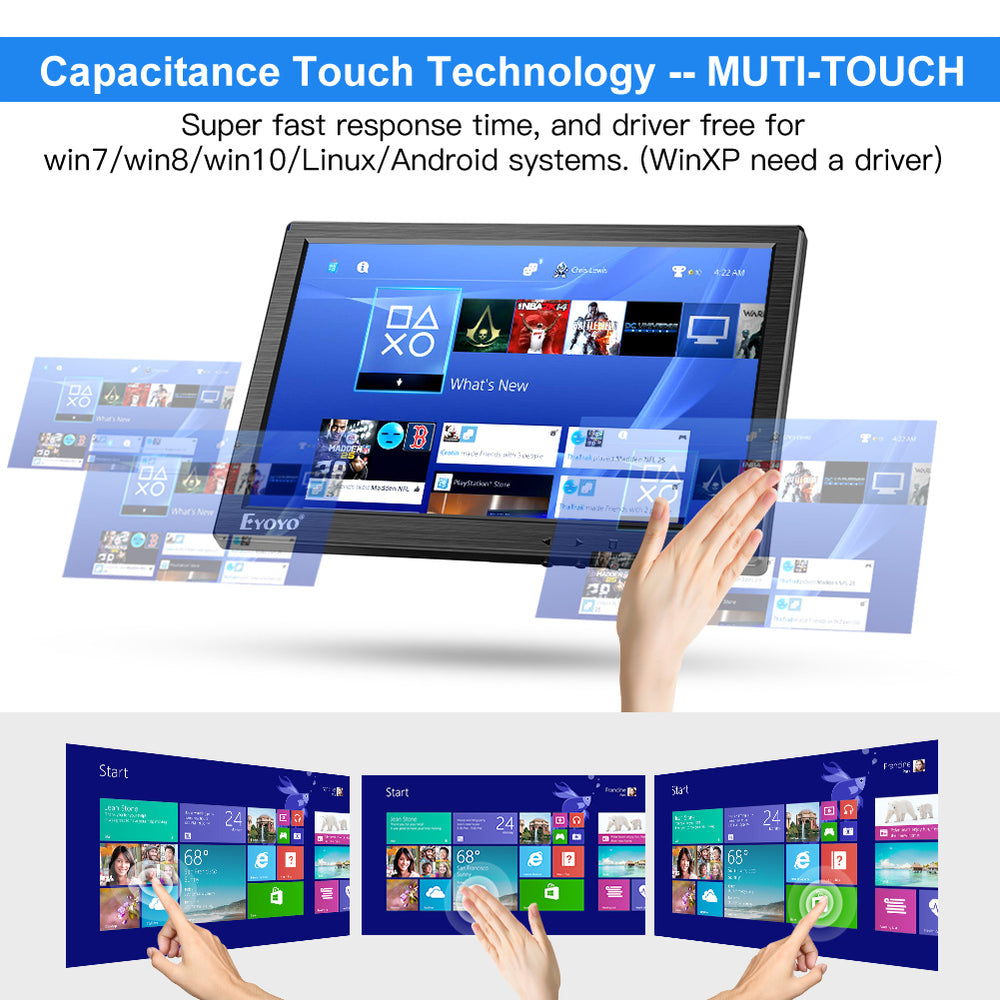 Eyoyo Touchscreen Monitor 10 inch Raspberry Pi 1280x800 IPS Display