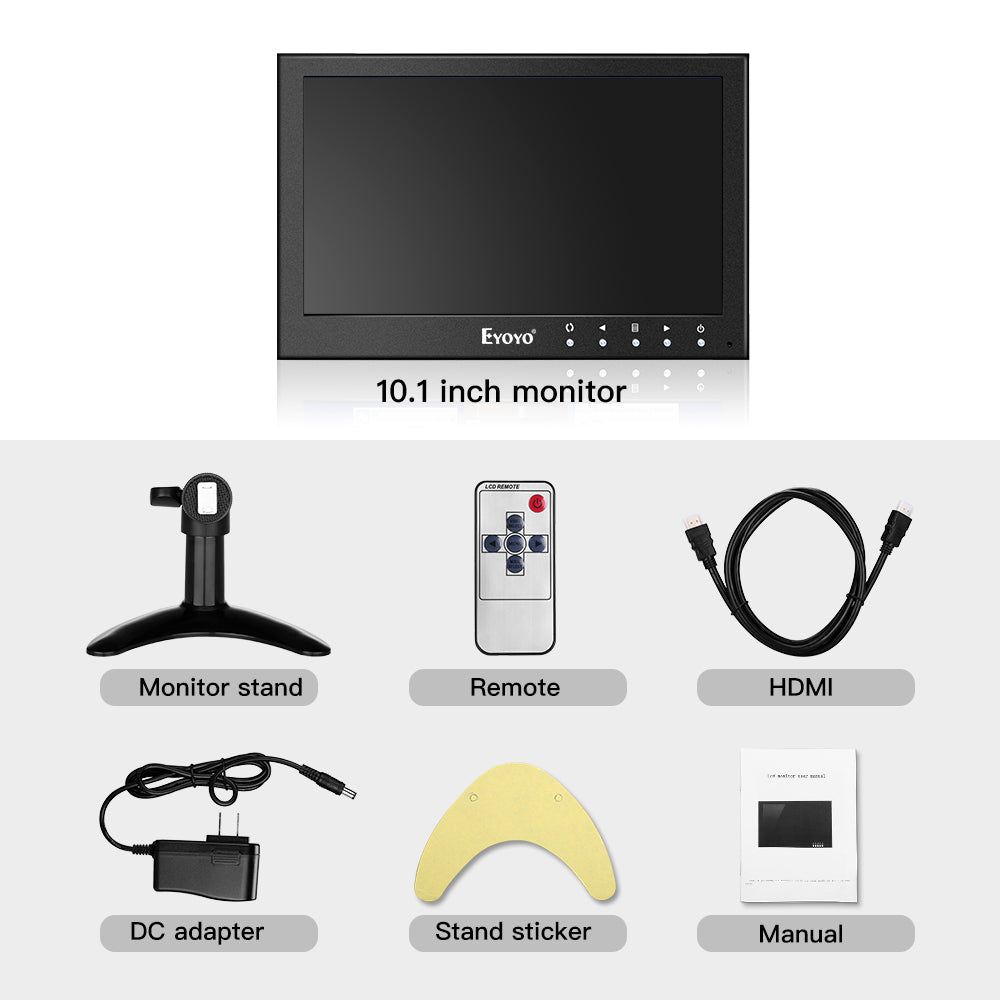 Eyoyo 10 Inch Monitor HDMI Display 1080x600 HD IPS Screen EM10Y