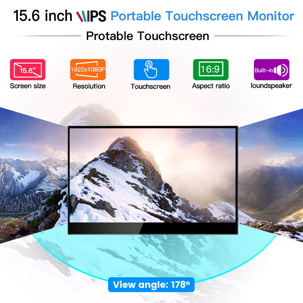 Eyoyo 15.6" Touchscreen Monitor 1920x1080 IPS Portable USB C Monitor w/USB-C HDMI Input