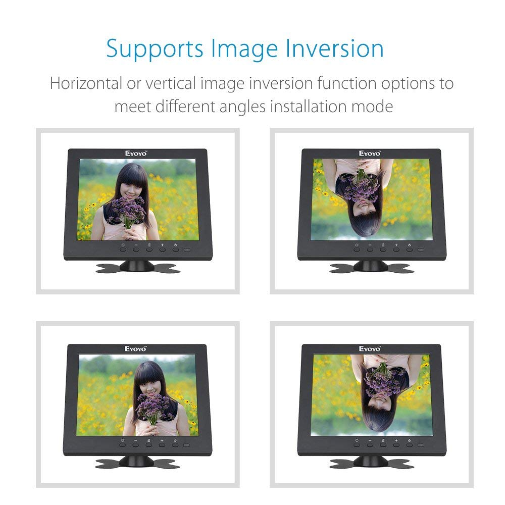 Eyoyo 8" HDMI Monitor 1024x768 Resolution Display Portable 4:3 LCD Mini HD Color Video Screen