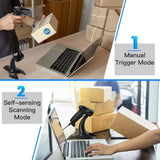 Eyoyo EY-019Y 1D 2D USB Wired Barcode Scanner with Stand, Handheld Scanner for Inventory Management, Portable Bar Code/QR Code Reader Screen Scanning Auto Sensing- Handsfree Scanner