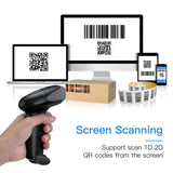Eyoyo EY-019Y 1D 2D USB Wired Barcode Scanner with Stand, Handheld Scanner for Inventory Management, Portable Bar Code/QR Code Reader Screen Scanning Auto Sensing- Handsfree Scanner