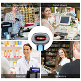 Eyoyo EY-019Y 1D 2D USB Wired Barcode Scanner with Stand, Handheld Scanner for Inventory Management, Portable Bar Code/QR Code Reader Screen Scanning Auto Sensing- Handsfree Scanner